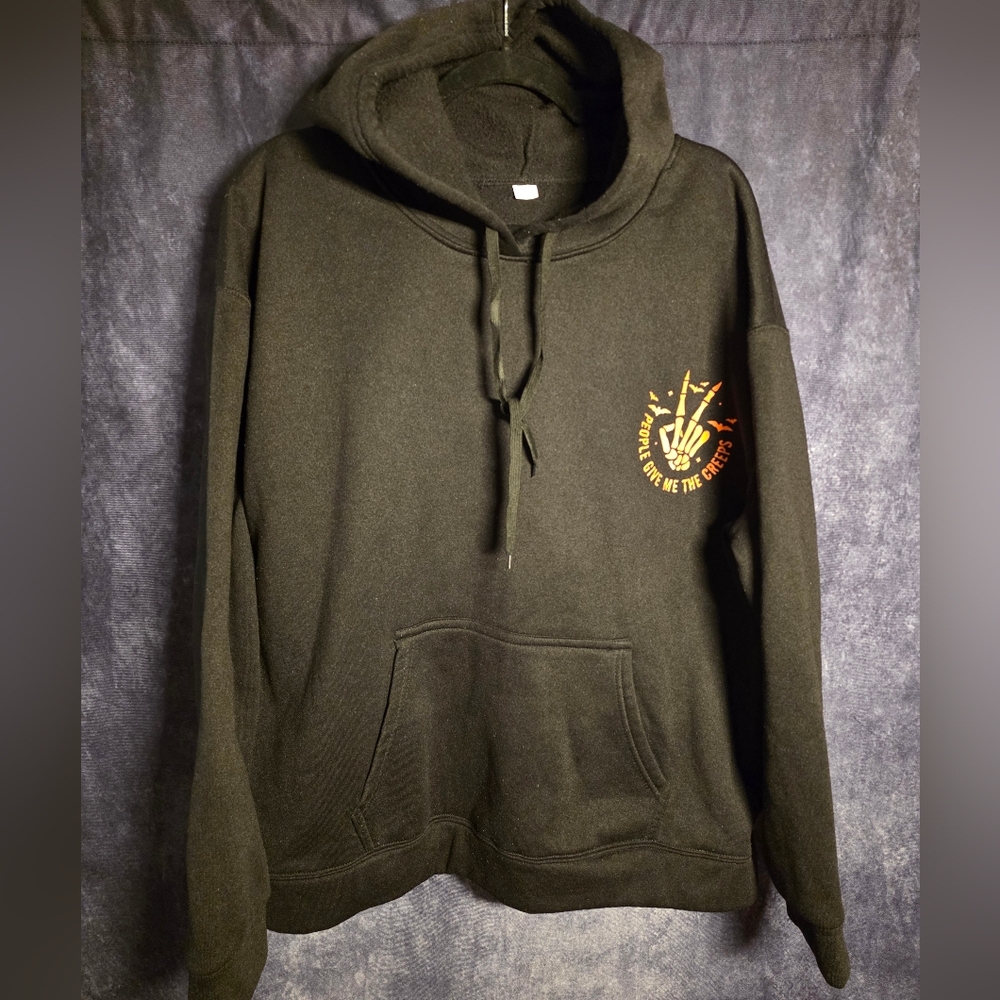 Plus Size Creepy Graphic Black Hoodie